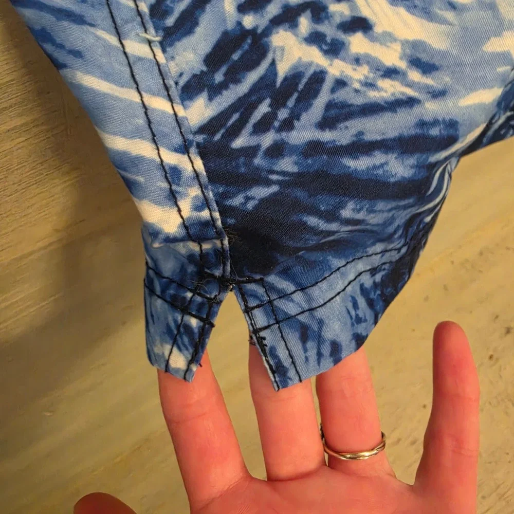 Land's End‎ Men's Blue Tie Dye Print Swim Trunks Size XXL(44-46) GC
